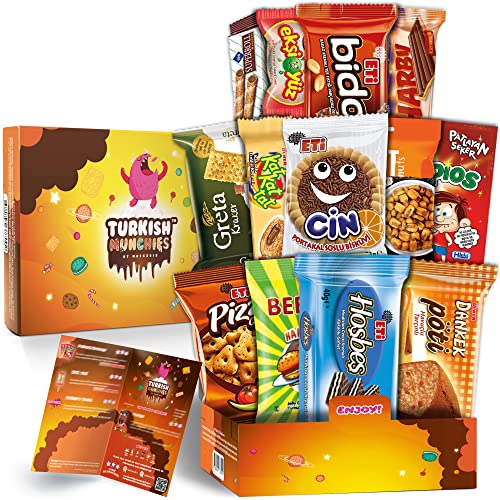 Süßigkeiten Box | Ähnlich Amerikanische USA American Candy Box | Aus Aller Welt | Snackbox aus der Türkei | in Originalgröße in einer Süssigkeiten Box (Midi Orange) von Turkish Munchies by Muekzoin