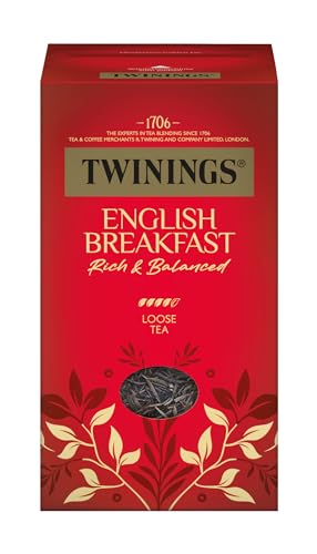 Twinings ENGLISH BREAKFAST Schwarzer Tee lose in der Tee-Dose - kräftiger Schwarztee aus hochwertigen Teeblättern, gepflückt in Sri Lankas & Indiens besten Teegärten (200g) von Twinings