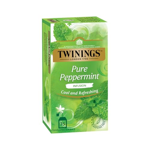 Twinings Pure Peppermint erfrischender und intensiver Pfefferminz-Tee im Tee-Beutel - Hochwertiger Kräutertee aus 100 % Pfefferminze, 25 Teebeutel (50 g) 1er Pack von Twinings