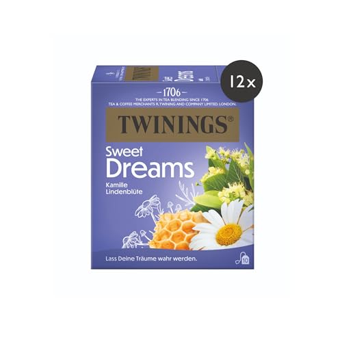 Twinings SWEET DREAMS Kamillentee mit Honig, Orangen- & Lindenblüte - süße Kräutertee Mischung zur natürlichen Unterstützung der Schlafqualität, 12er Pack (je 10 Beutel) von Twinings