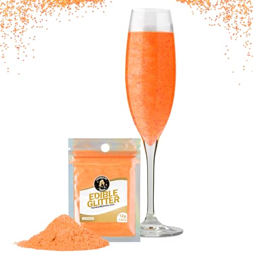 Twinkle my Drink® Essbarer Glitzer für Getränke Orange - Glitzer essbar für Sekt & Likör - vegan, geschmacksneutral - Halloween Cocktail 12g für über 60 Getränke von Twinkle my Drink