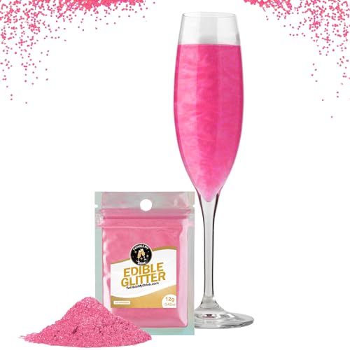 Twinkle my Drink® Essbarer Glitzer für Getränke Pink - Gender Reveal Party Deko Mädchen - Rosa Glitzer essbar für Sekt & Likör - vegan, geschmacksneutral - 12g für über 60 Getränke… von Twinkle my Drink