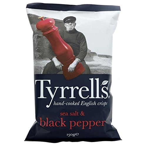 Tyrrells Hand Gekochte Englisch Crisps - Sea Salt & Black Pepper (150 g) - Packung mit 2 von Tyrrells