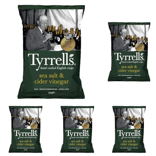 Tyrrells Meersalz & Apfelessig Sharing Chips 150g (Packung mit 5) von Tyrrells