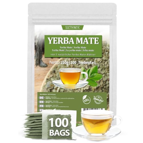 100 ungeräucherte Premium Yerba Mate Teebeutel, hergestellt aus 100% reinen Yerba-Mate-Blättern, ohne Zusatzstoffe und ohne Koffein. von ULTHMOK