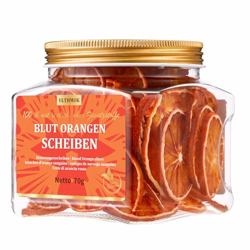 Getrocknete Blutorangenscheiben 70 g,Blood Orange kulinarische & Garniturqualität, dehydrierte Blutorange für Cocktails, Dekoration, 100 % natürlich, ohne Zuckerzusatz. von ULTHMOK