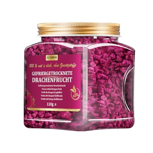 Hochwertige gefriergetrocknete Drachenfruchtwürfel,Freeze Dried Dragon Fruit 110 g, Pitaya ohne Zuckerzusatz, 1 Zutat, 100% natürlich und ohne Zusatzstoffe. von ULTHMOK