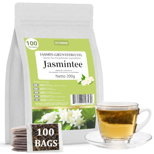 Jasmin Tee | Jasmin-Grüntee | Praktische Teezubereitung, gesunder Tee, natürlich ohne Zusatzstoffe, 100 Beutel von ULTHMOK