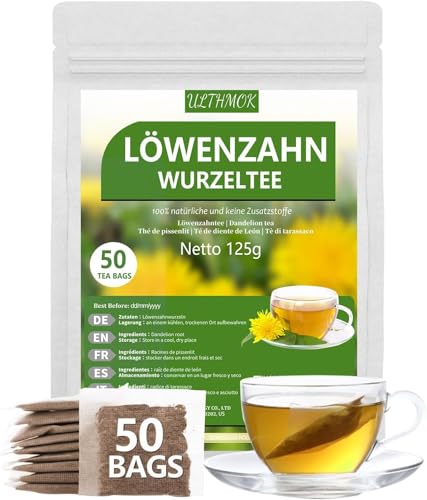 Löwenzahntee | Löwenzahnwurzel | Dandelion Root Tea 50 Teebeutel, 100% natürlich und ohne Zusatzstoffe von ULTHMOK