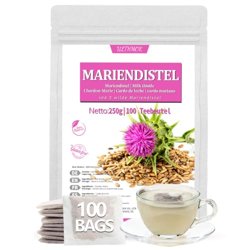 Premium Mariendistel 100 Teebeutel,Milk Thistle 250g hergestellt aus 100 % wilden Mariendistelsamen, ohne Zusatzstoffe und ohne Koffein. von ULTHMOK