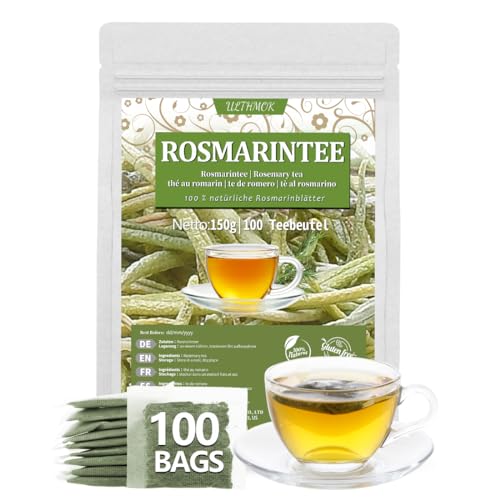 Premium Rosmarin Teebeutel,Rosemary Tea 100 Teebeutel. Hergestellt aus 100% reinen natürlichen Rosmarinblättern, ohne Zusatzstoffe und ohne Koffein. von ULTHMOK