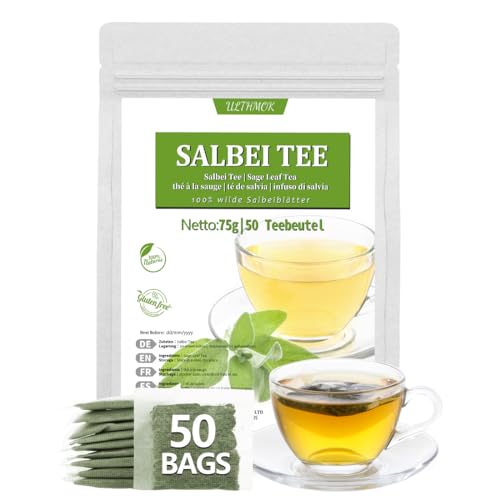 Premium Salbei Teebeutel,Sage Leaf Tea 50ct, hergestellt aus 100% natürlichen Salbeiblättern, ohne Zusatzstoffe und ohne Koffein. von ULTHMOK