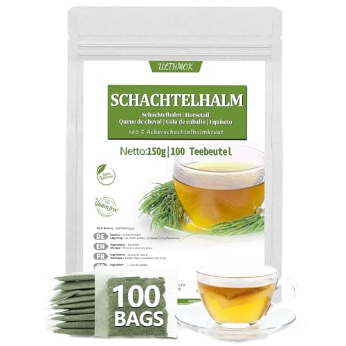 Premium Schachtelhalm 100 Teebeutel,Horsetail Herb 150g hergestellt aus 100 % wildem, natürlichem Schachtelhalmkraut, ohne Zusatzstoffe und ohne Koffein von ULTHMOK