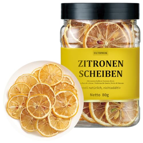 ULTHMOK Hochwertige Getrocknete Zitronenscheiben, 80g - 100% Natürliches Trockene Zitrone, Ohne Zusatzstoffe & Zuckerfrei von ULTHMOK