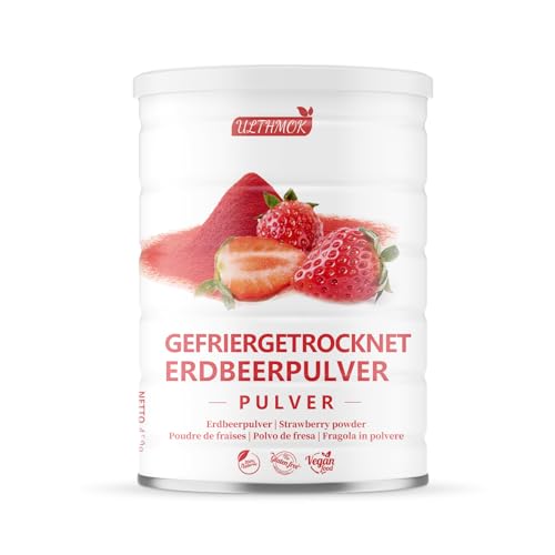 ULTHMOK Hochwertiges Getrocknetes Erdbeerpulver Strawberry Powder - 450g, 100% Natürliches Erdbeerpulver zum Backen, Keine Zusatzstoffe von ULTHMOK