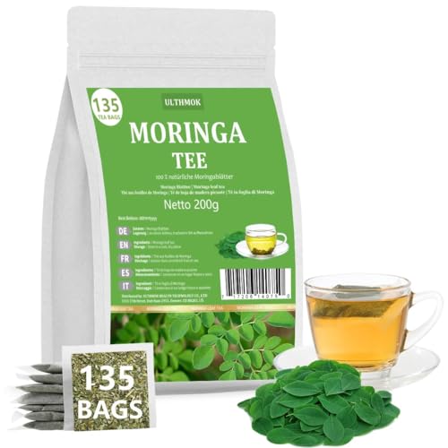 ULTHMOK Moringa Tee 200g/135 teebeutel, 100% Natur, Keine Zusatzstoffe, Kräuterteebeutel für Gesunden Genuss von ULTHMOK