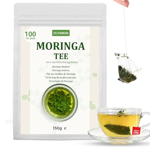 ULTHMOK Moringa Tee 100 teebeutel, 100% Natur, Keine Zusatzstoffe, Kräuterteebeutel für Gesunden Genuss von ULTHMOK