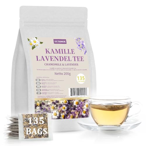 ULTHMOK Premium Kamille & Lavendel 135 Teebeutel - 135 Stück Erleichterung, Koffeinfrei & 100% Natürlich für Komfort & Wellness von ULTHMOK