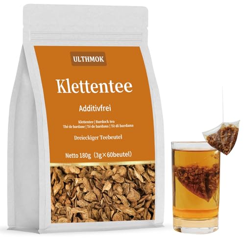 ULTHMOK Premium Klettenwurzel 60 Teebeutel,Burdock Root Tea 100% Natürlicher Kletten-Tee, Keine Zusatzstoffe, Koffeinfrei von ULTHMOK