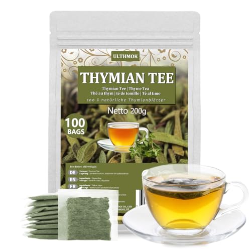 ULTHMOK Premium 100 Thymianblatt Teebeutel - 100% reine Thymianblätter, Unterstützt Verdauung & Atmungssystem, ohne Zusätze & koffeinfrei von ULTHMOK