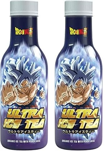 ULTRA ICE TEA Bio Eistee – Veganes Schwarzteegetränk mit dem Dragon Ball Charakter Son Goku – Erfrischender Pfirsich-Geschmack – 1 x 500 ml Einweg (Packung mit 2) von ULTRA ICE TEA