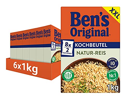 BEN’S ORIGINAL Ben's Original Natur Reis, 10-Minuten Kochbeutel, 6 Packungen (6 x 1kg) von Ben's Original