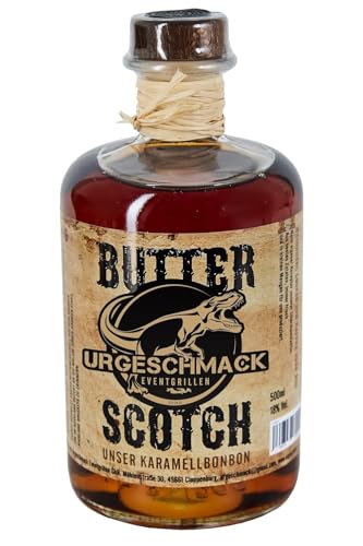 Urgeschmack Eventgrillen Butter Scotch Likör 17% Vol. (unser Karamellbonbon, pur oder auf Eis, in Kaffee, über Vanilleeis oder Apfelstrudel, oder mit Cola) (2 x 0,5 L) von URGESCHMACK EVENTGRILLEN EST2020