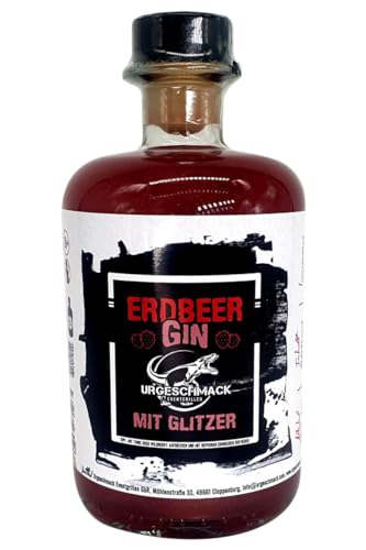 Urgeschmack Eventgrillen Erdbeer-Glitzer-Gin 40% (funkelt und glitzert wie ein Tornado, leichter Wachholder Geschmack, dicht gefolgt von der aromatischen Erdbeersüße) 1 x 0,5 Liter von URGESCHMACK EVENTGRILLEN EST2020