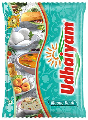 Udhaiyam Mung Dal Geschält/Moong Dal Gespalten ohne Haut (1kg) - Hochwertige Hülsenfrüchte von Udhaiyam