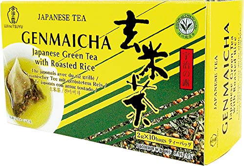 UJINOTSUYU Grüner Tee mit geröstetem Rundkornreis, Genmaicha (1 x 20 g - 10 Beutel mit jeweils 2 g) von Ujinotsuyu