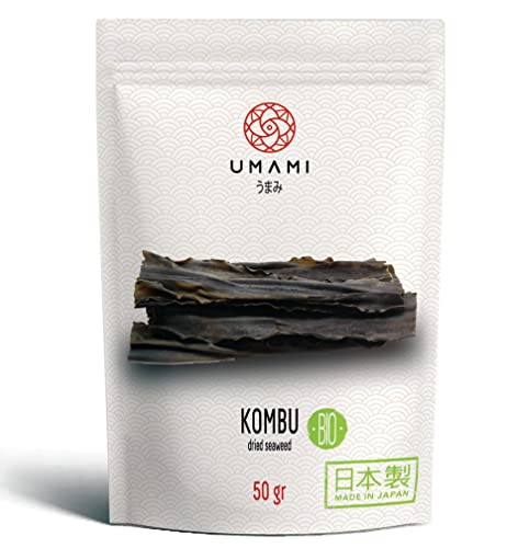 Umami Bio-Kombu-Algen getrocknet, aus japanischer Landwirtschaft, ausgezeichnete Qualität 50 g – aus den unberührten Meeren Japans, in der Sonne getrocknet, Ernte von höchster Qualität von Umami