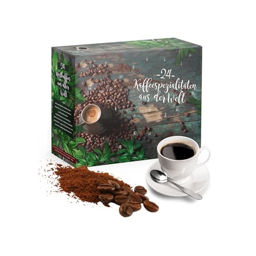 Adventskalender gemahlenene Bohnen Kaffee köstliche Kaffee-Sorten aus aller Welt darunter Fairtrade und BIO-Qualität von Umbrella