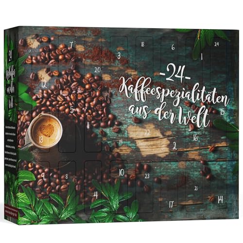 Ganze Bohnen Kaffee Adventskalender 24 exquisite Kaffees aus aller Welt viele davon in Fairtrade- und BIO-Qualität ideale Weihnachtskalender für Kaffeeliebhaber von Umbrella