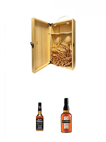 1a Whisky Holzbox für 2 Flaschen mit Hakenverschluss + Evan Williams 7 Jahre Black Label Bourbon Whiskey 0,7 Liter + Evan Williams Single Barrel Bourbon Whisky 0,7 Liter von Unbekannt