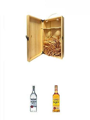 1a Whisky Holzbox für 2 Flaschen mit Hakenverschluss + Jose Cuervo Especial Silver 0,7 Liter + Jose Cuervo Reposado Gold 0,7 Liter von Diverse