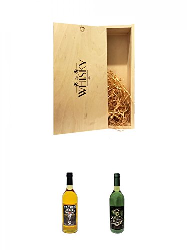 1a Whisky Holzbox für 2 Flaschen mit Schiebedeckel + Wacken Met 0,75 Liter + Chivan Met mit Hanf (ehemals Thors Tränen) 0,75 Liter von Diverse