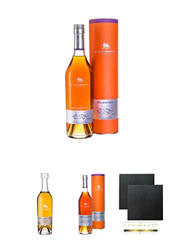 A. De Fussigny ADF Selection mit Geschenkpackung 0,7 Liter + A. De Fussigny ADF Selection MINIATUR 0,05 Liter + A. De Fussigny ADF VSOP Grand Champagne 0,7 Liter + Schiefer Glasuntersetzer eckig ca. 9,5 cm Ø 2 Stück von Unbekannt