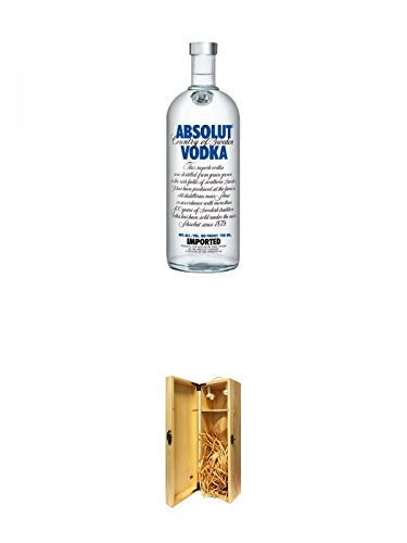 Absolut Blue Vodka 0,70 Liter + 1a Whisky Holzbox für 1 Flasche mit Hakenverschluss von Unbekannt