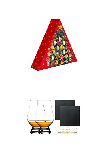 Adventskalender Elztalbrennerei Weis Edelobstbrände & Liköre 24 x 0,02 Liter + The Glencairn Glas Stölzle 2 Stück + Schiefer Glasuntersetzer eckig ca. 9,5 cm Ø 2 Stück von Diverse