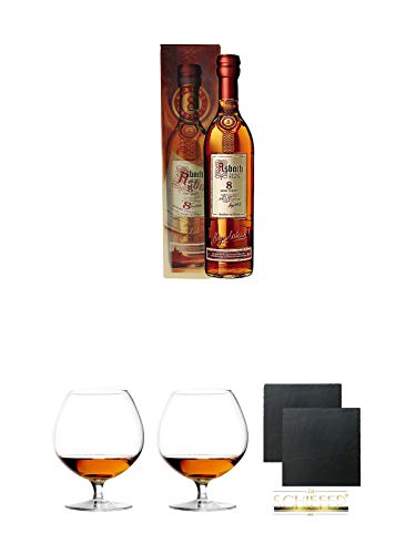 Asbach Uralt Privatbrand 8 Jahre 0,7 Liter + Cognacglas/Schwenker Stölzle 1 Stück - 103/18 + Cognacglas/Schwenker Stölzle 1 Stück - 103/18 + Schiefer Glasuntersetzer eckig ca. 9,5 cm Ø 2 Stück von Diverse