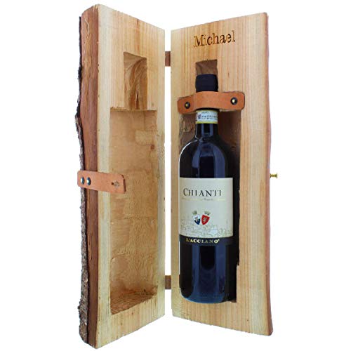 Baumstamm-Weinholzkiste mit einer Flasche Chianti-Wein I mit Ihrer Wunsch-Gravur I italienischer Chianti-Rotwein I 0,75 Liter von Nicht Verfügbar