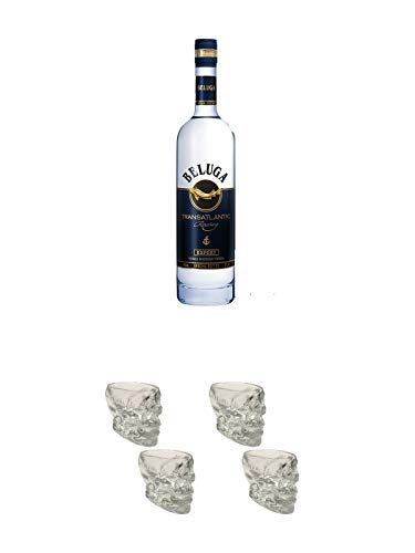 Beluga Transatlantic Vodka 0,7 Liter + Wodka Totenkopf Shotglas 2 Stück + Wodka Totenkopf Shotglas 2 Stück von Unbekannt