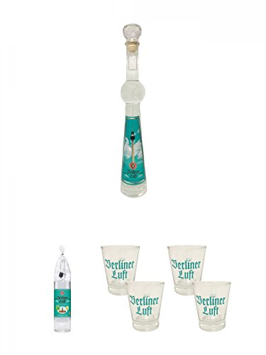 Berliner Luft Klarer Pfefferminzlikör 0,2 Liter + Magnum Flasche 3,0 Liter + Shot Glas 4cl 2 Stück, Klassiker, Turm, Glas, Likör-Set, Berlin Fernsehturm, 3 Liter von Diverse