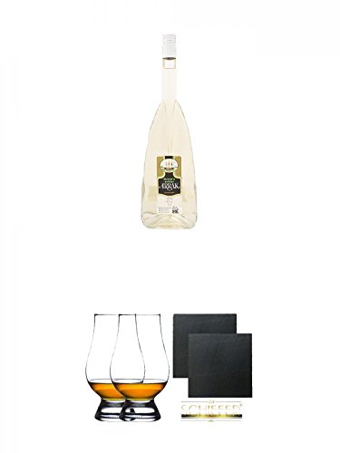 Bovens echter Arrak Indonesien eckige Flasche 0,7 Liter + The Glencairn Glas Stölzle 2 Stück + Schiefer Glasuntersetzer eckig ca. 9,5 cm Ø 2 Stück von Diverse