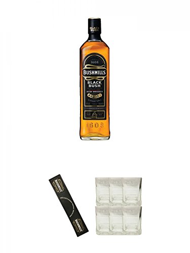 Bushmills Black Bush Irish Whiskey Country Antrim 0,7 Liter + Bushmills Whiskey - Bar Matte aus Gummi + Bushmills Whiskey Gläser 6 Stück von Unbekannt