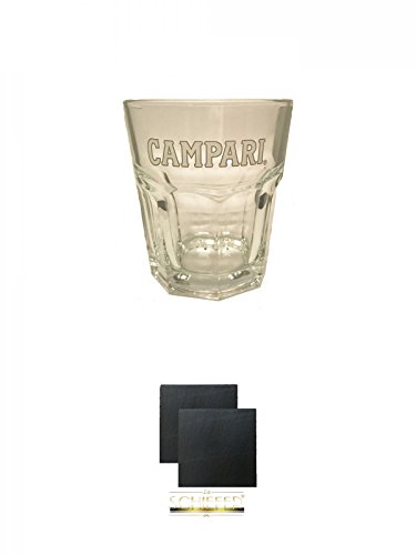 Campari Tumbler 1 Stück + Schiefer Glasuntersetzer eckig ca. 9,5 cm Ø 2 Stück von Diverse