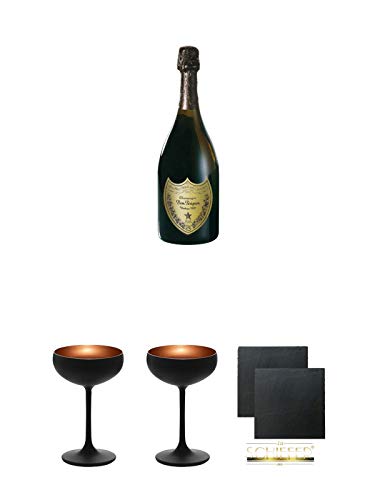 Dom Perignon Champagner Vintage Brut 0,75 Liter + Champagner Stölzle 1 Glas matt-schwarz BRONZE + Stölzle 1 Glas matt-schwarz BRONZE von Diverse