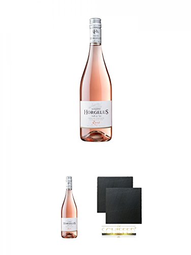 Domaine Horgelus Roséwein 0,7 Liter + Domaine Horgelus Roséwein 0,7 Liter + Schiefer Glasuntersetzer eckig ca. 9,5 cm Ø 2 Stück von Unbekannt