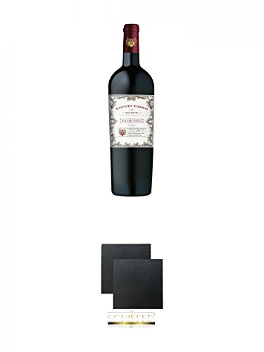 Doppio Passo Primitivo Salento IGT 13% - 1,50 Liter Magnumflasche + Schiefer Glasuntersetzer eckig ca. 9,5 cm Ø 2 Stück von Diverse