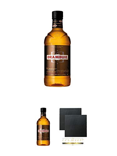 Drambuie Whiskylikör 0,7 Liter + Drambuie Whiskylikör 0,7 Liter + Schiefer Glasuntersetzer eckig ca. 9,5 cm Ø 2 Stück von Diverse